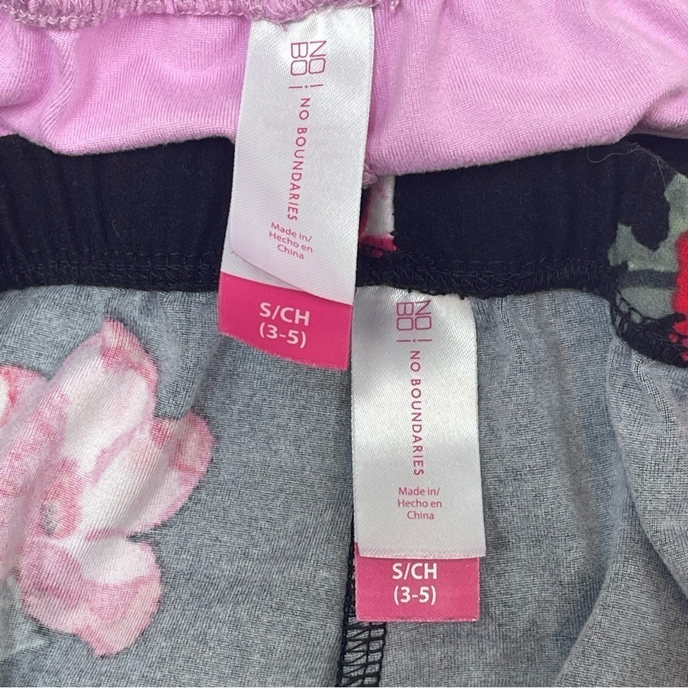 2 Pc No Boundaries Girls Juniors Small Leggings Pink Floral Lot School Play. - Picture 4 of 6